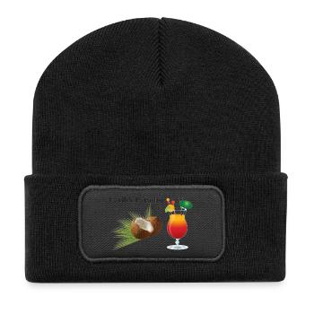 Happy Caribic Paradise - Recycelte Patch Beanie - Schwarz - Vorne
