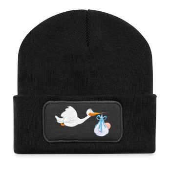 stork40 - Recycelte Patch Beanie - Schwarz - Vorne