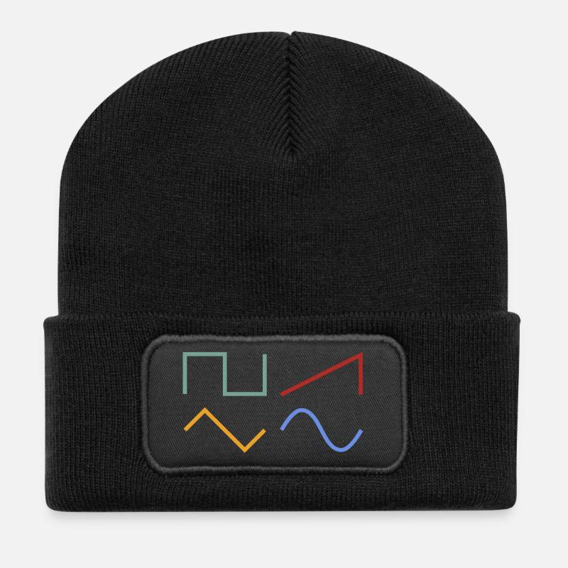 WAVEFORMS - Recycelte Patch Beanie - Schwarz