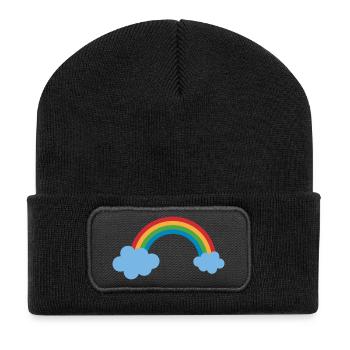 rainbow sun clouds weather rainbow sun cloud39 - Recycled Patch Beanie - black - Front