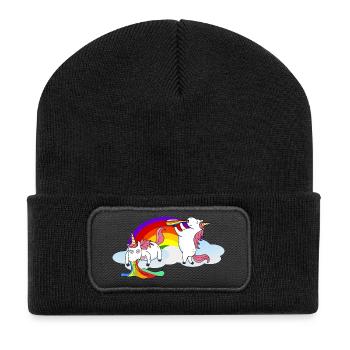 Saufendes Puking Unicorn - Beanie recyclé à patch - noir - Devant