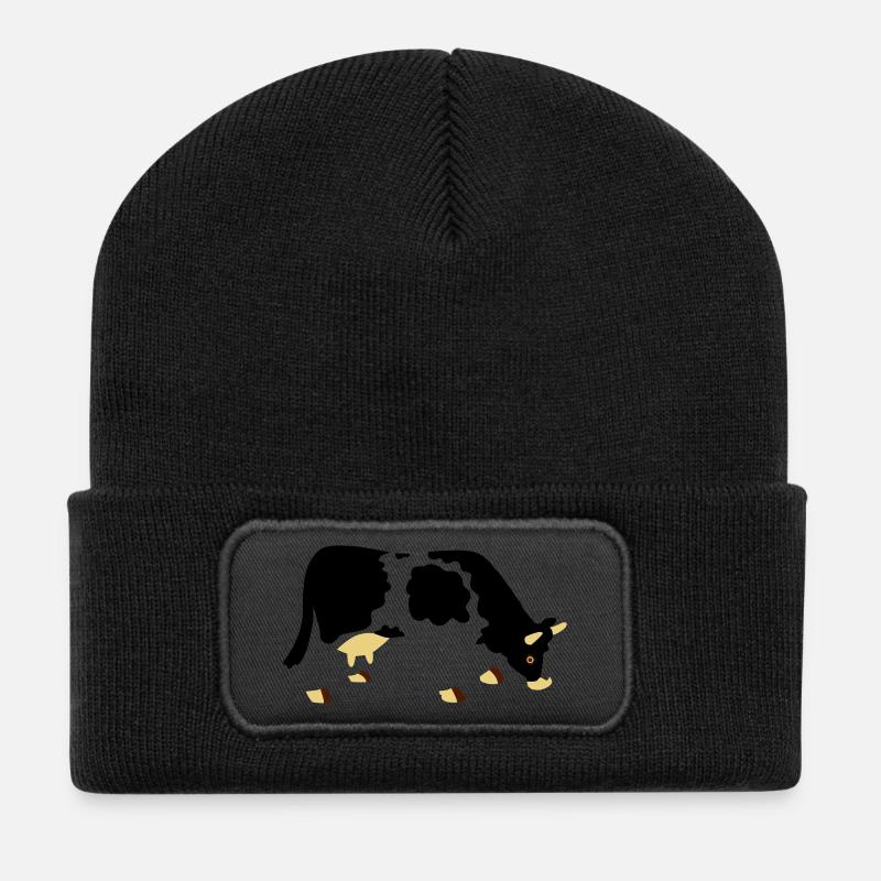 Kuh mit Löchern - Recycelte Patch Beanie - Schwarz