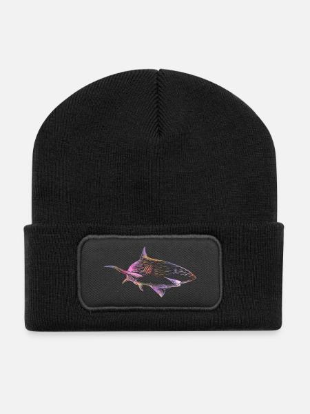 Shark color - Recycelte Patch Beanie - Schwarz