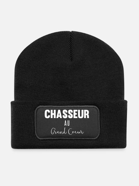 Chasseur au grand coeur - Beanie recyclé à patch - noir