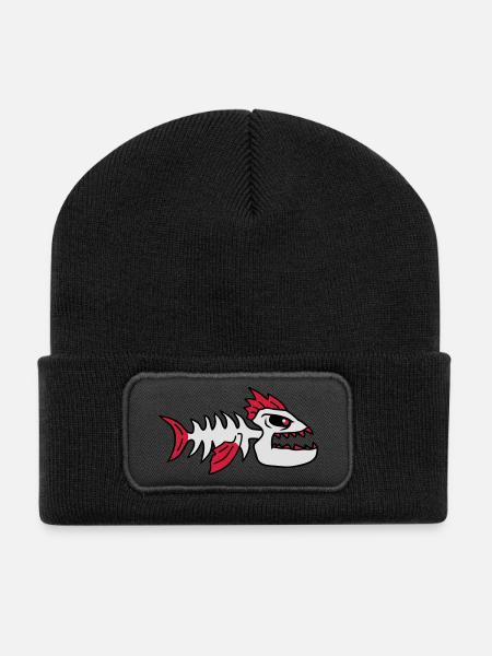 Fish Bone Punk Monster - Recycelte Patch Beanie - Schwarz