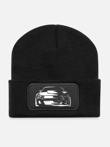 us muscle car v8 sportwagen Autos Zeichnung Skizze - Recycelte Patch Beanie - Schwarz