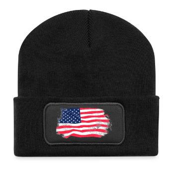 USA Flag - Vintage Look - Beanie recyclé à patch - noir - Devant