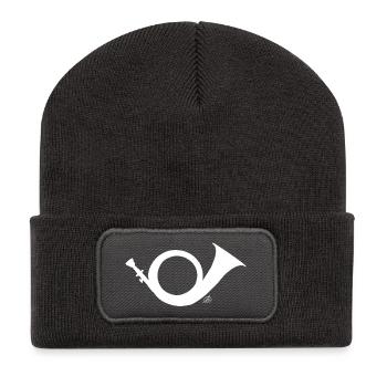 Corne de chasse blanc - Beanie recyclé à patch - charbon - Devant