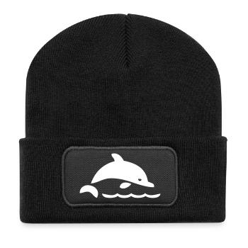 Ein Delfin - Recycelte Patch Beanie - Schwarz - Vorne