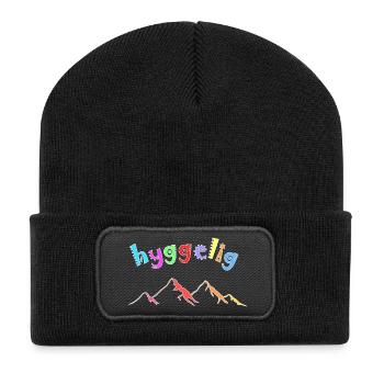 Hyggelig, Hygge montagnes colorées - Beanie recyclé à patch - noir - Devant