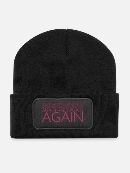 AGAIN UND AGAIN - Recycelte Patch Beanie - Schwarz
