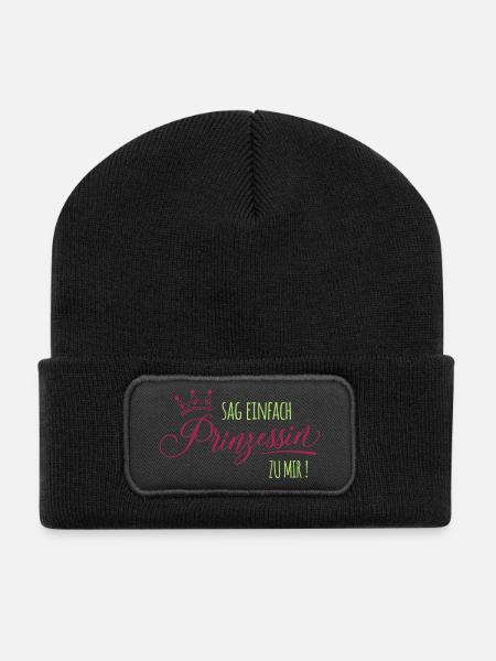 prinzessin spruch krone - Recycelte Patch Beanie - Schwarz