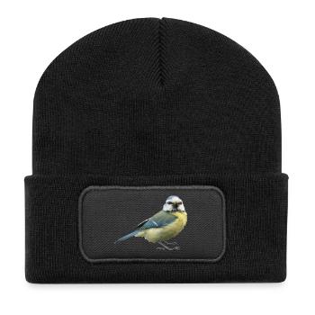 Bird Blue - Recycled Patch Beanie - black - Front