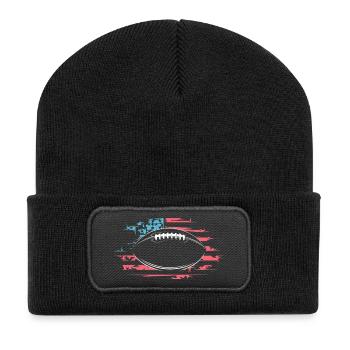 American Football Flag Symbol Illustration Logo - Recycled Patch Beanie - black - Front