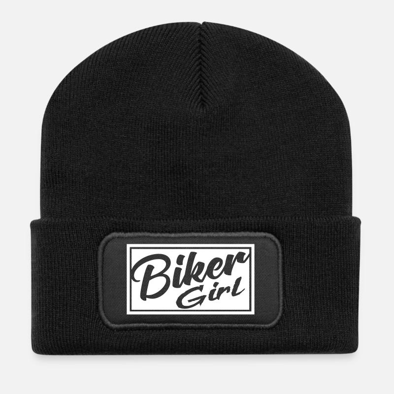 Biker girl rock biker patch kutte bikes - Beanie recyclé à patch - noir