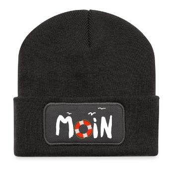 Moin Möwe Rettungsring nordisch - Recycelte Patch Beanie - Dunkelgrau - Vorne