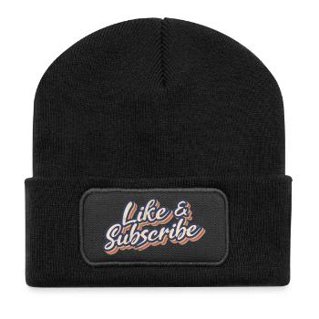 Like & Subscribe 70s Style - Recycled Patch Beanie - black - Front