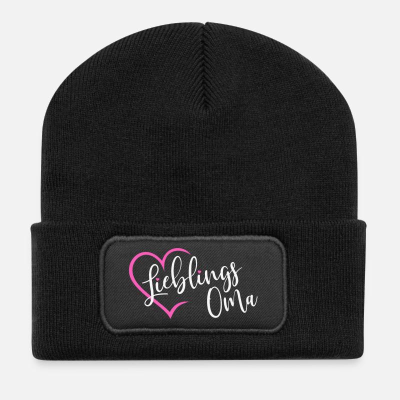 Lieblingsoma Lieblings Oma - Recycelte Patch Beanie - Schwarz