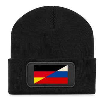 Drapeau vintage de l’Allemagne et de la Russie - Beanie recyclé à patch - noir - Devant