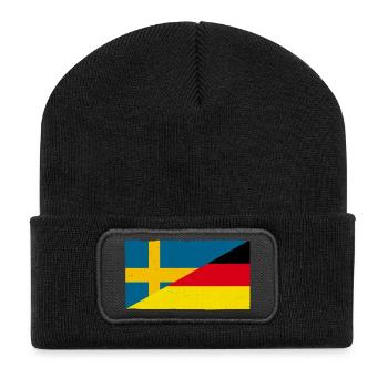 Drapeau vintage de l’Allemagne et de la Suède - Beanie recyclé à patch - noir - Devant