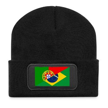 Brazil and Portugal vintage flag - Recycled Patch Beanie - black - Front