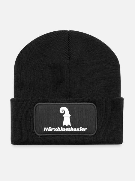 Härzbluetbasler Basel Wappen - Recycelte Patch Beanie - Schwarz