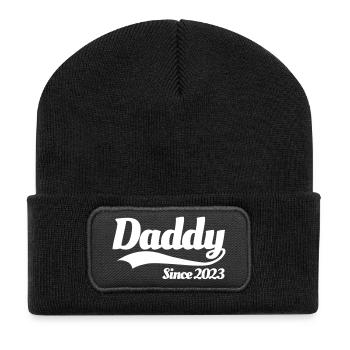 Daddy since 2023 Vater Schwangerschaft schwanger - Recycelte Patch Beanie - Schwarz - Vorne