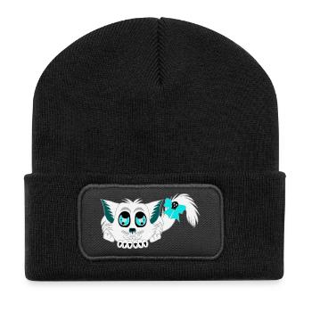 Geister-katze, Halloween Outfit, Mädchen - Recycelte Patch Beanie - Schwarz - Vorne
