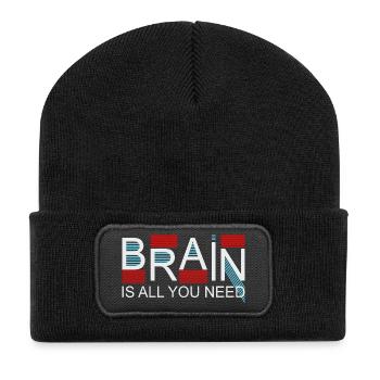 Le cerveau est tout ce dont vous avez besoin - Beanie recyclé à patch - noir - Devant