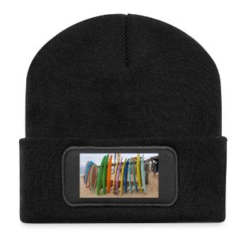 20160819 174739 2 Strand Surfen - Recycelte Patch Beanie - Schwarz - Vorne