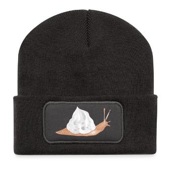 Snail with cream hood as snail shell - Recycled Patch Beanie - dark grey - Front