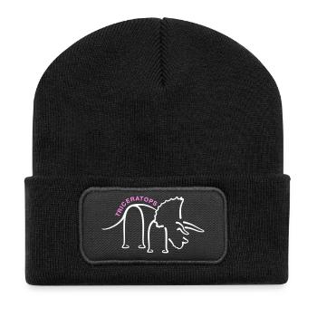 Dinosaur Triceratops Dino Line Graphic - Recycled Patch Beanie - black - Front