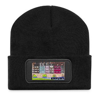 Erfurt, Historic Krämerbrücke - Recycled Patch Beanie - black - Front