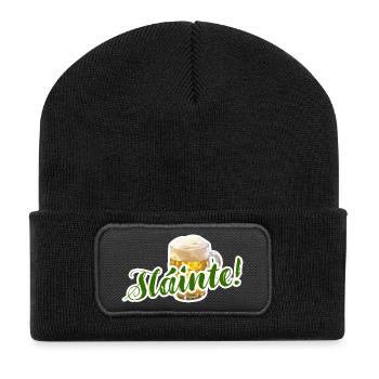 Skål – sláinte øl humor - Recycelte Patch Beanie - Schwarz - Vorne