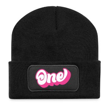 One 1st Birthday For Girls 1 Year Old - Recycled Patch Beanie - black - Front