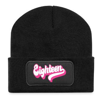 Dix-huit filles de 18e anniversaire Femmes 18 ans - Beanie recyclé à patch - noir - Devant