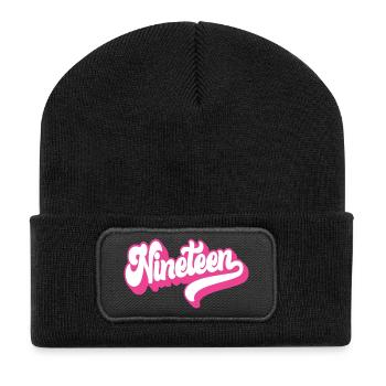Neunzehn 19. Geburtstag Mädchen Frauen 19 Jahre alt - Recycelte Patch Beanie - Schwarz - Vorne