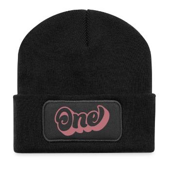 One 1st Birthday For Girls 1 Year Old - Recycled Patch Beanie - black - Front