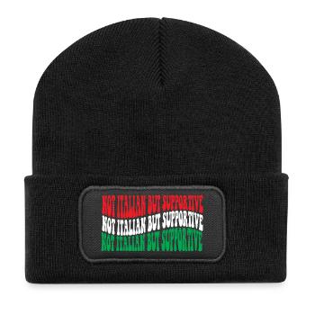 Tricolore-Symbol Italien Support - Recycelte Patch Beanie - Schwarz - Vorne