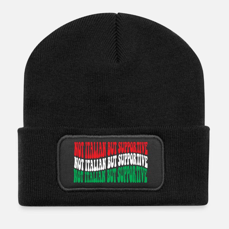 Tricolore-Symbol Italien Support - Recycelte Patch Beanie - Schwarz