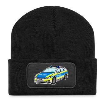 German Police Car, Police Car, Patrol Car - Recycled Patch Beanie - black - Front