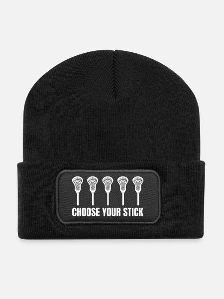 Lacrosse Schläger - Recycelte Patch Beanie - Schwarz