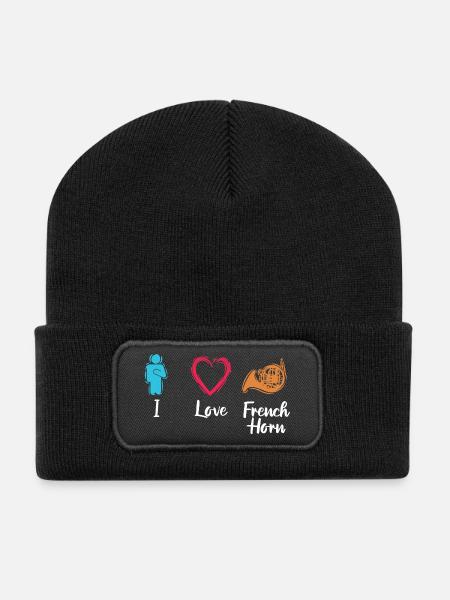 Ich liebe Waldhorn - Recycelte Patch Beanie - Schwarz
