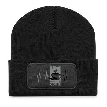 pulse coffee café heartbeat coffee love icon - Recycled Patch Beanie - black - Front