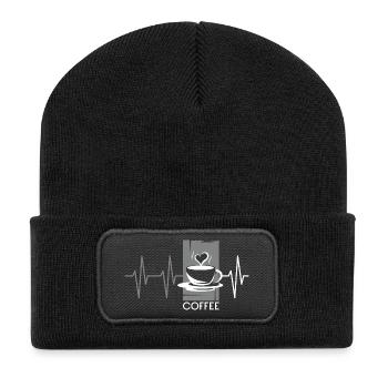puls Kaffee Herzschlag Cafe Illustration Symbol - Recycelte Patch Beanie - Schwarz - Vorne