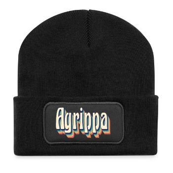 Agrippa T-Shirt Vintage Retro Geschenk T-Shirt - Recycelte Patch Beanie - Schwarz - Vorne