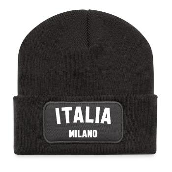 ITALIA MILANO Italien Mailand - Recycelte Patch Beanie - Dunkelgrau - Vorne