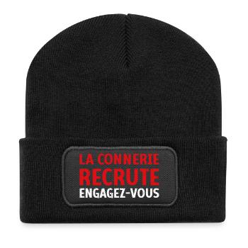 La connerie recrute engagez-vous Humour Citation - Beanie recyclé à patch - noir - Devant