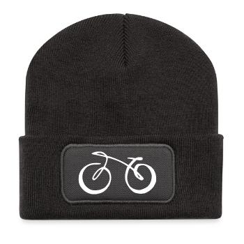 Weißes minimalistisches Fahrrad - Recycelte Patch Beanie - Dunkelgrau - Vorne