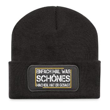 Einfach mal was schönes machen, hat er gesagt - Recycelte Patch Beanie - Dunkelgrau - Vorne